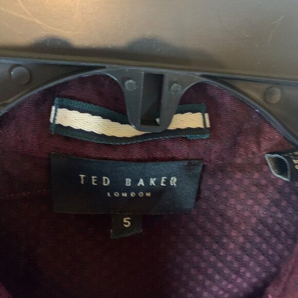 Ted Baker Men's Layer Long Sleeve Maroon Button Down Textured Shirt Size 5 9263 - Picture 2 of 9